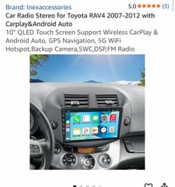 Car Radio Stereo for Toyota RAV4 2007-2012 with Carplay&Android Auto 10" QLED Touch Screen Support Wireless CarPlay & Android Auto, GPS Navigation, 5G