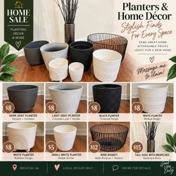 Planters, Pots & Home Décor – $5–$15