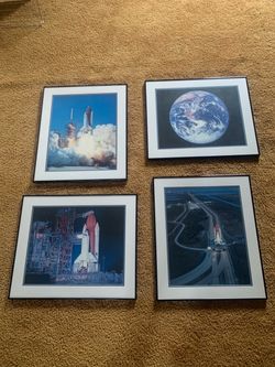 Vintage NASA Space Shuttle Framed Gallery Prints - Custom Beard's Framing Set of 4