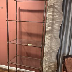 Vintage 1970s 5 shelf etagere metal and glass