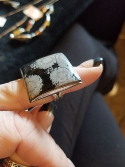 Snowflake obsidian ring