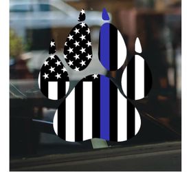 Thin Blue Line Paw Print Decal Sticker