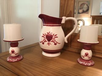 Decorative Pitcher and Candle Holders