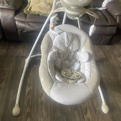 Ingenuity InLighten 6-Speed Foldable Baby Swing with Light Up Mobile, Swivel Infant Seat and Nature Sounds, 0-9 Months Up to 20 lbs 