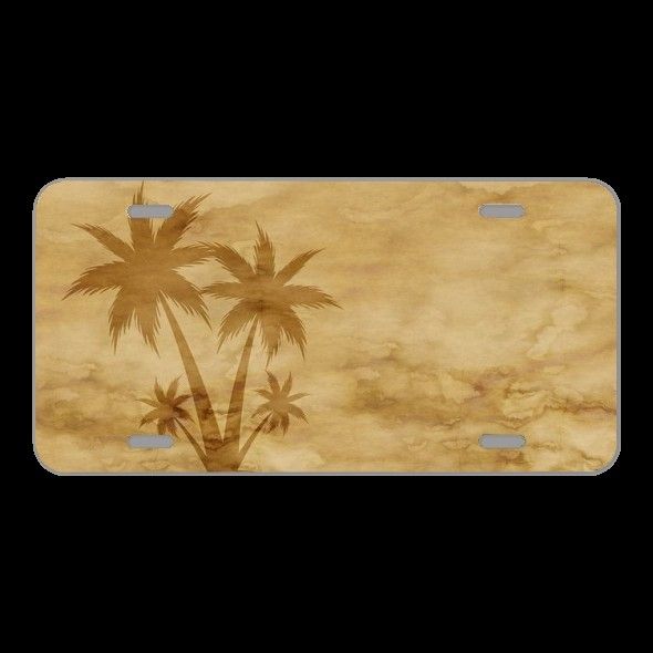 License Plate Novelty Car Front Paper Parchment Palm Island Stains