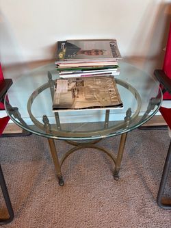 Round Glass Top Brass Side Table