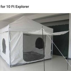 10X10 New White Camping Screen Tent Awning Metal Canopy