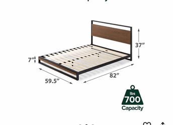 Queen Metal Platform Bed Frame with Headboard