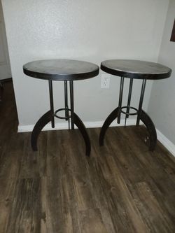 Pair Of Natural Iron Round Side Tables