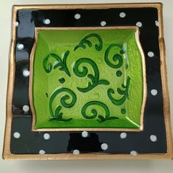 Decorative Glass Dish Square Green Nature 10x10x1
