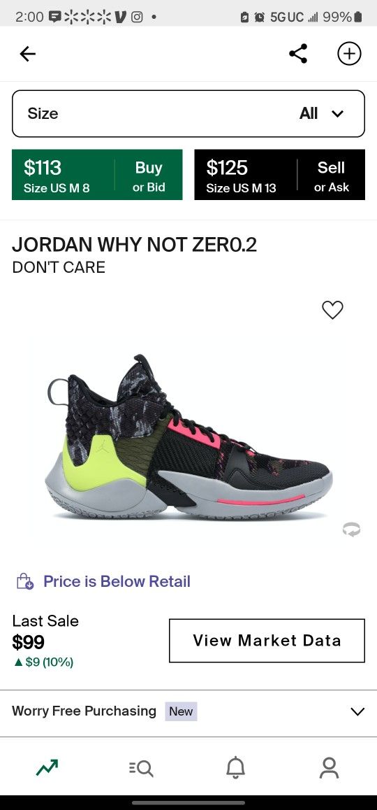 Jordan Why Not Slight Used