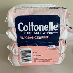 Cottonelle Fragrance Free Sensitive Flushable Wipes 168 Count