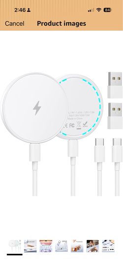 MagSafe Charger 2 Pack 15W Magnetic Wireless Charger Fast Charging Pad with 4.2 FT Type C Cable Compatible with iPhone 17/16/15/14/13/12 Series & AirP