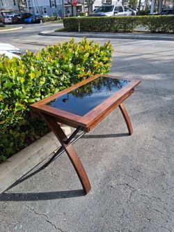 Wooden Desk With Glass Top L48" W24" H30"