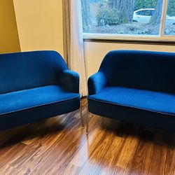 Teal Velvet Loveseat sofa New 