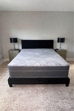 New Queen Mattress come with Bed Frame and Box Spring Twin size = $ 399 Full size $ 479 Queen size $ 550 King size $ 650 Box Spring = free Take adv