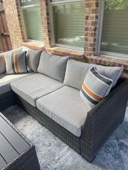 Outdoor Wicker Sectional Sofa with Cushions