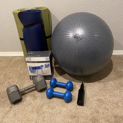 Exercise Bundle! Yoga Ball, 3 Weights, & 3 Yoga Mats
