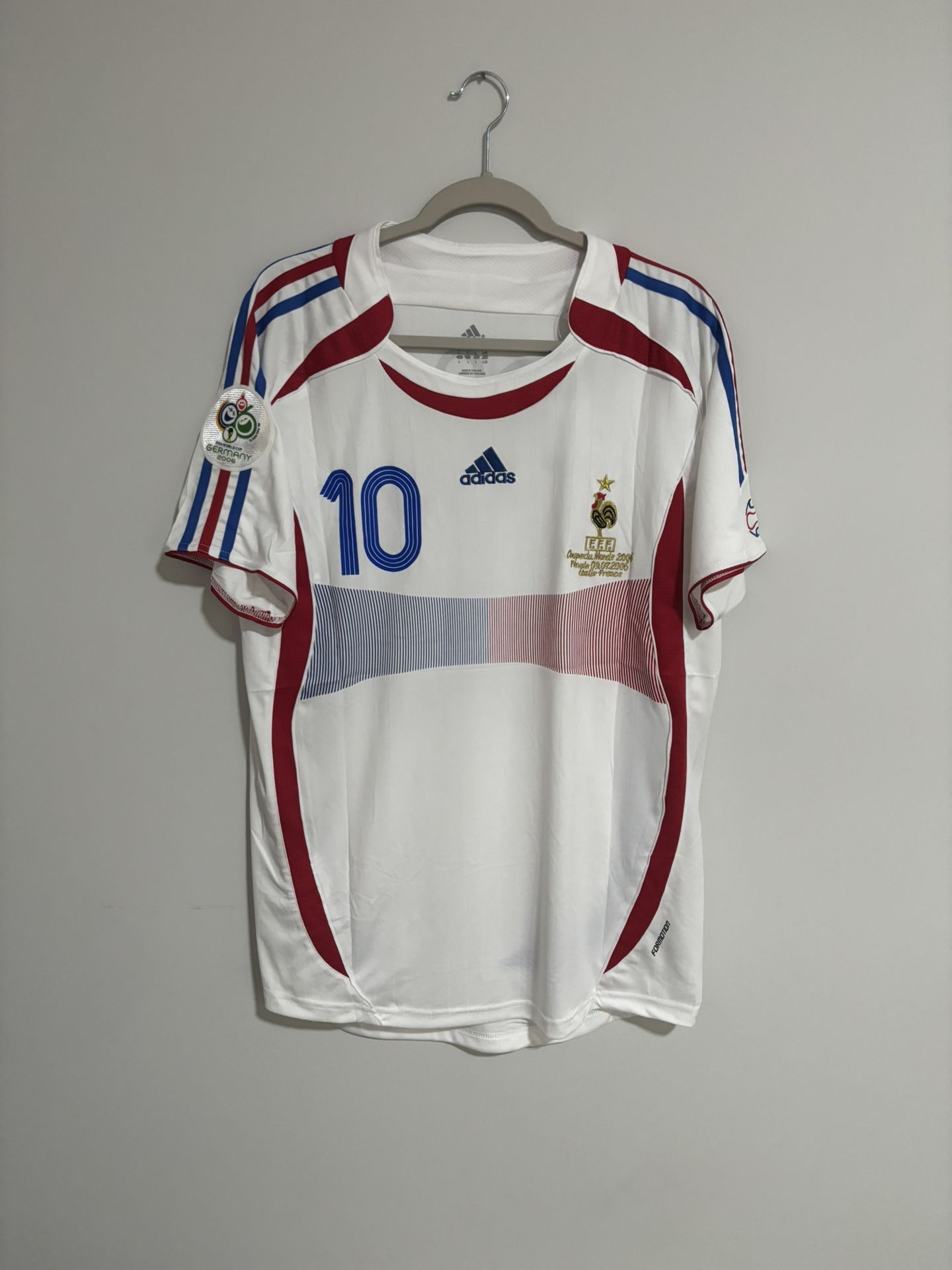 White Adidas France 2006 World Cup final Retro Soccer jersey Zidane Size L