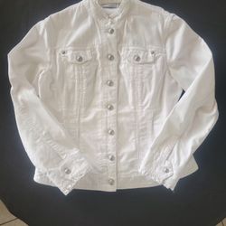 White Chicos Platinum Denim Jacket Size 1 Fits Like Size 10