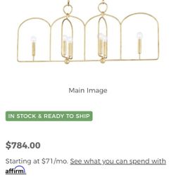 MSRP: $784 MITZI HUDSON VALLEY LIGHTING Mallory-6 Light Island Pendant in Transitional Style-45.25 Inches Wide-Gold Leaf Finish
