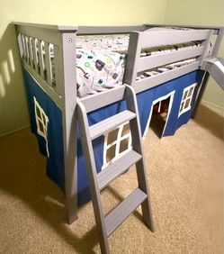 Twin size Kids Bed with slide  Like New  LOOK!!
