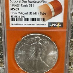 1986(s) American Silver Eagle MS69