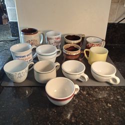 13 Old Vintage Coffee Cups / Mugs Hotel Ware & Souvenirs 