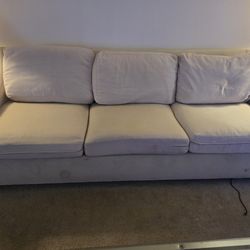 FREE White Cream Arm Upholstered Grand Sofa 95"