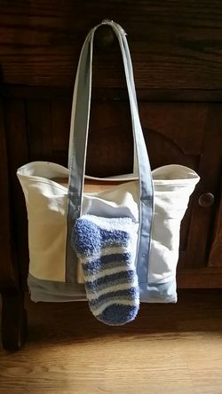 White and blue bag