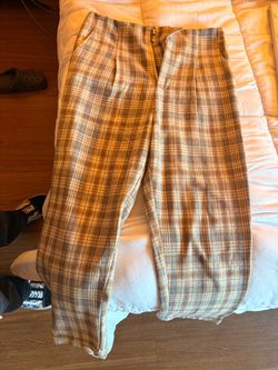 High-Waist Plaid Wide-Leg Trousers