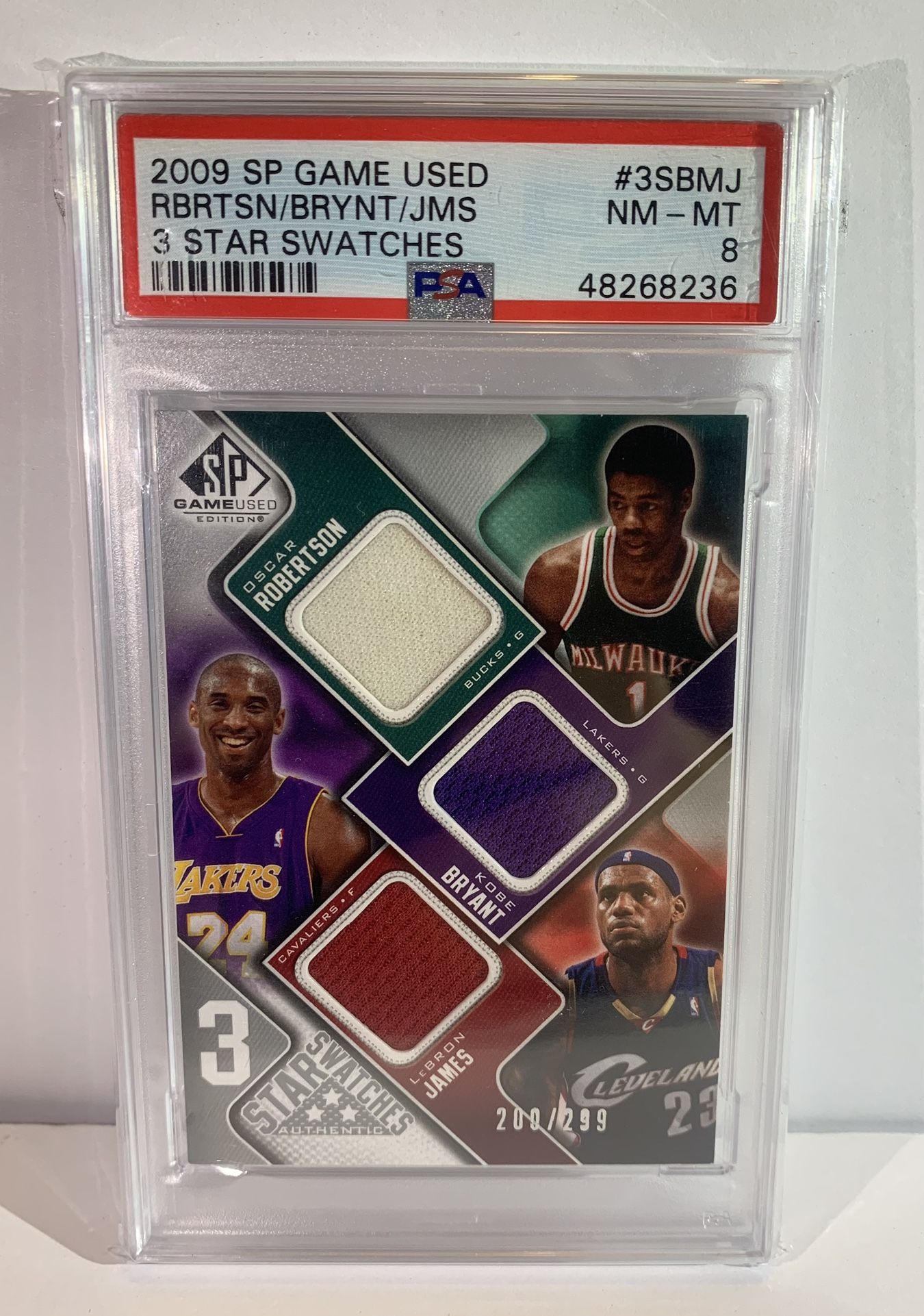 2009-10 LeBRON JAMES/KOBE BRYANT/OSCAR ROBERTSON SP GAME USED 3 STAR
