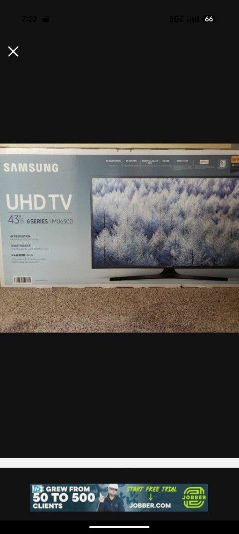 New SAMSUNG 43" Class 4K (2160P) Ultra HD Smart LED TV (UN43MU6300)