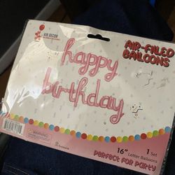 Happy Birthday Ballon In Light Pink