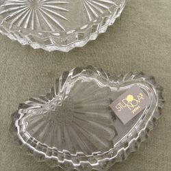Retro Studio Nova Double Heart Design Glass Trinket Box with Lid