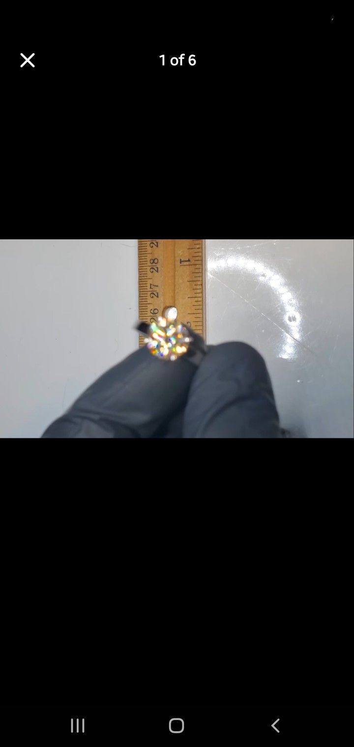 Mossanite VVS Chocolate/White/Blue 925 Sterling Silver Ring, Size 7 New, Passes Diamond, 3 Carats