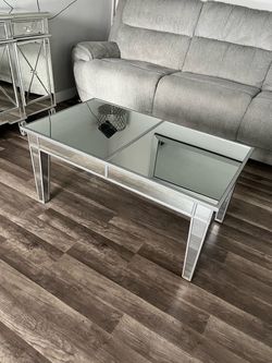 Mirrored Glass Coffee Table  and side table