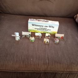 Whimsey On Why Set2 Miniature  Porcelain  Village 8  Pieces