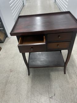 Solid Wood Accent Table With Drawers 