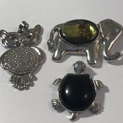 A Lot Of 3 Vintage Silver Toned Costume jewelry, plus a  Free Cat Pin