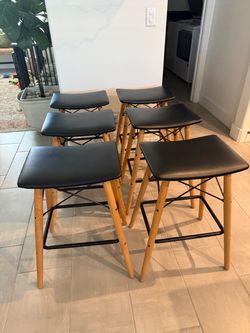 Set of 6 Mid-Century Modern Counter Stools