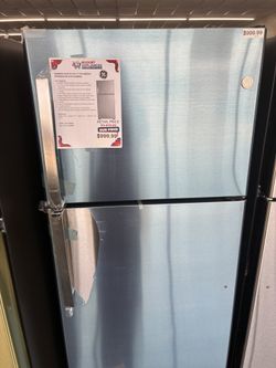 😌GE 22 Cu. Ft. Top-Freezer Refrigerator – Stainless Steel 👏