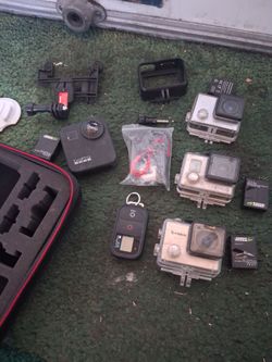 Gopro set includes 5 go pros 4 battery's for them extra cases and accessories  and new in box a new endurance 2 battery still in box never used and ne