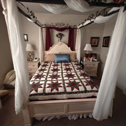 Drexel Queen canopy bed with dresser and nightstands