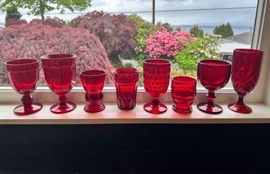 Variety of Vintage Red Glasses
