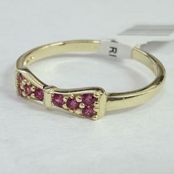 10kt Gold & Synthetic Ruby Bow Ring 