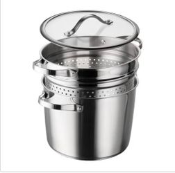 Tramontina 8-Quart Stainless Steel Tri-ply Base Multicooker with Pasta Insert