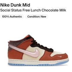 Nike Dunk Mid Social Status Free Lunch Chocolate Milk Size 9.5