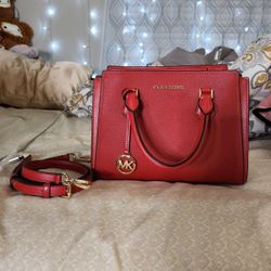 AUTHENTIC Red Michael Kors Satchel 