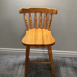 Vintage solid Scandinavian turned wood chair, Swedish mid century wooden chair